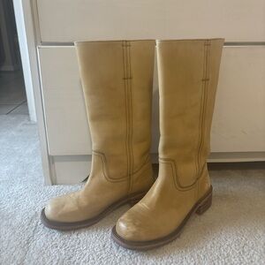 SOLD!! 100% Leather campus boots. Tan. Size 8.5